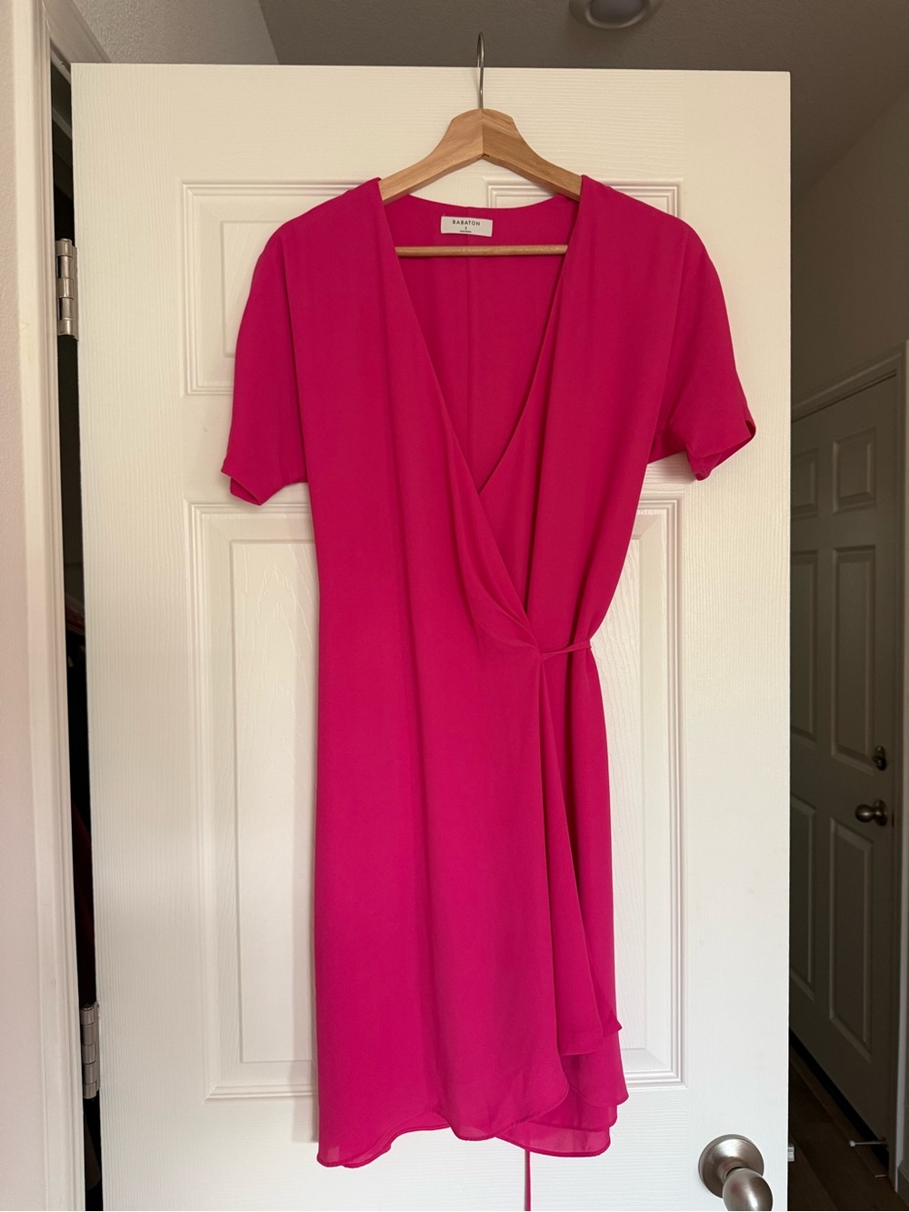 Babaton Bright Pink Wrap Dress